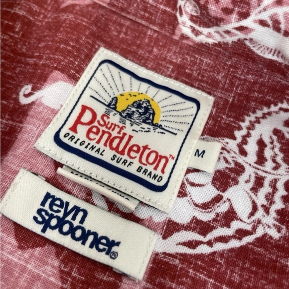pendleton REYN SPOONER coastal cowboy seahorse button-down shirt men M surf Red - Picture 16 of 16